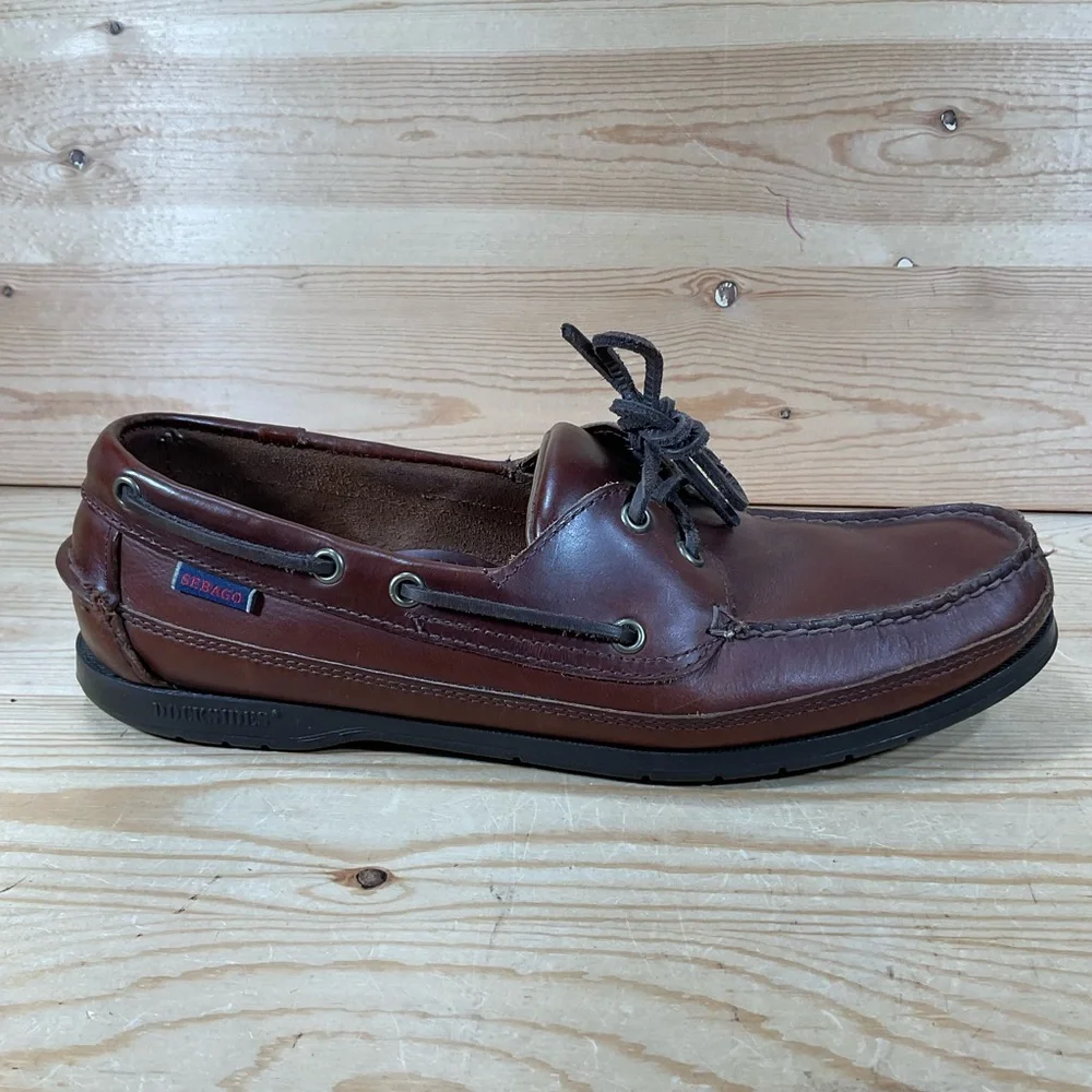 Sebago Docksides Schooner Boat Shoes Men’s 10.5 WIDE Brown Leather Moc 7000GD0